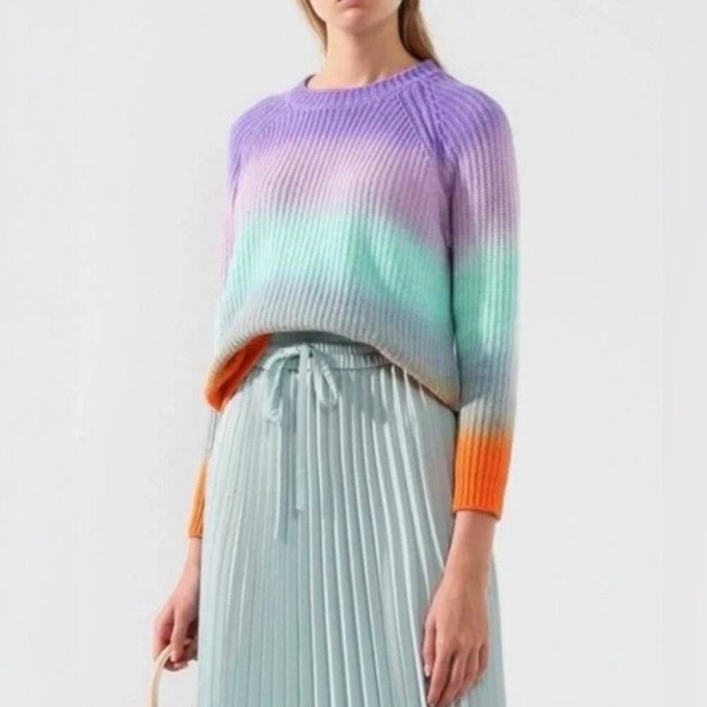 Alice + Olivia Multicolor Ombre Stripe Crew Neck Sweater Size S